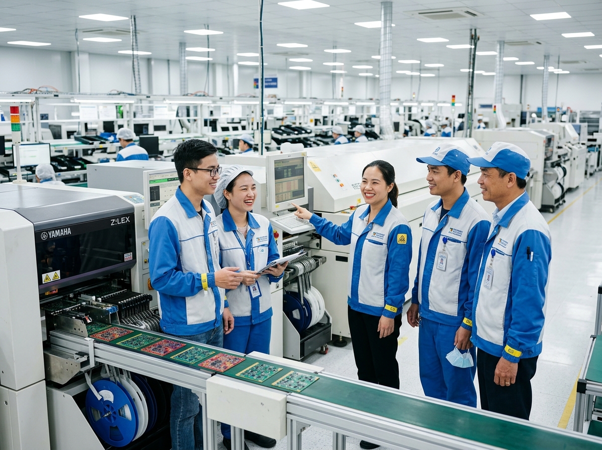 Đội ngũ kỹ sư Hanel PT triển khai dự án lắp ráp bo mạch PCBA trên dây chuyền SMT